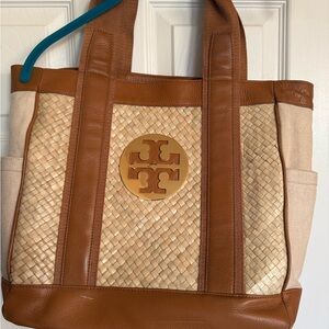 Tory Burch Brown and Cream Leather Handbag